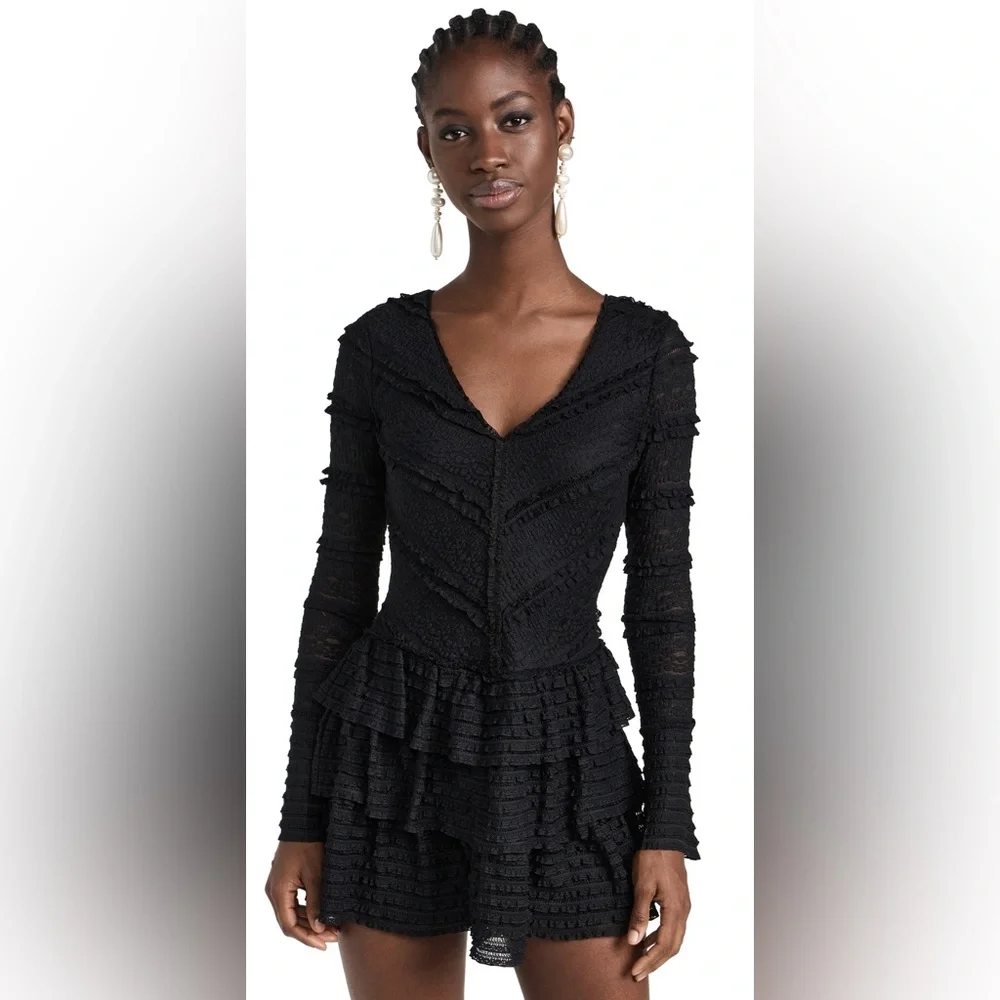 Loveshackfancy Black Textured Boreno Mini Dress New Size Small